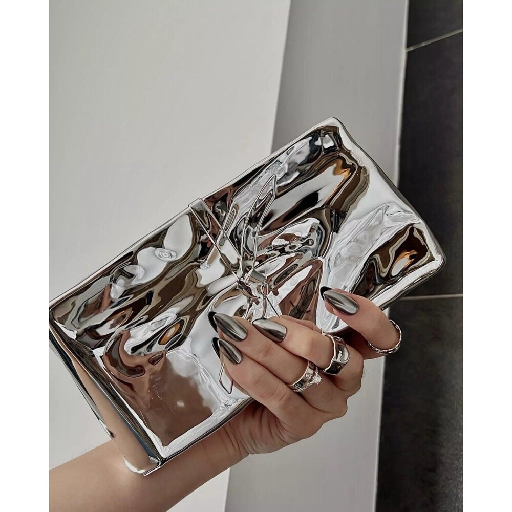 Zara Silver Metallic Clutch
